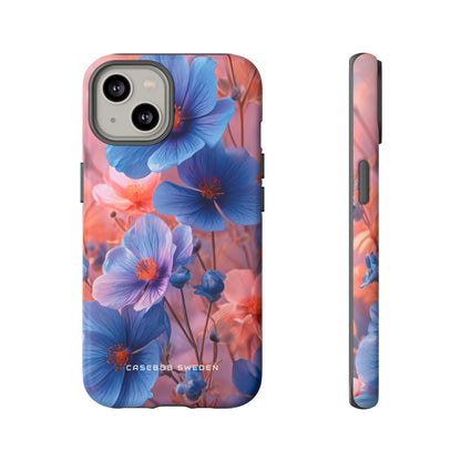 Harmonious Blooming Blues and Pinks iPhone 14 - Tough Phone Case