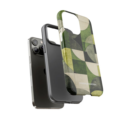 Green Geometric Harmony - Tough iPhone 14 Phone Case