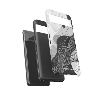 Fluid Rhythms: Monochrome Line Flow Google Pixel 7 - Tough Phone Case