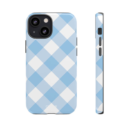 Soft Blue Gingham Elegance - iPhone Case