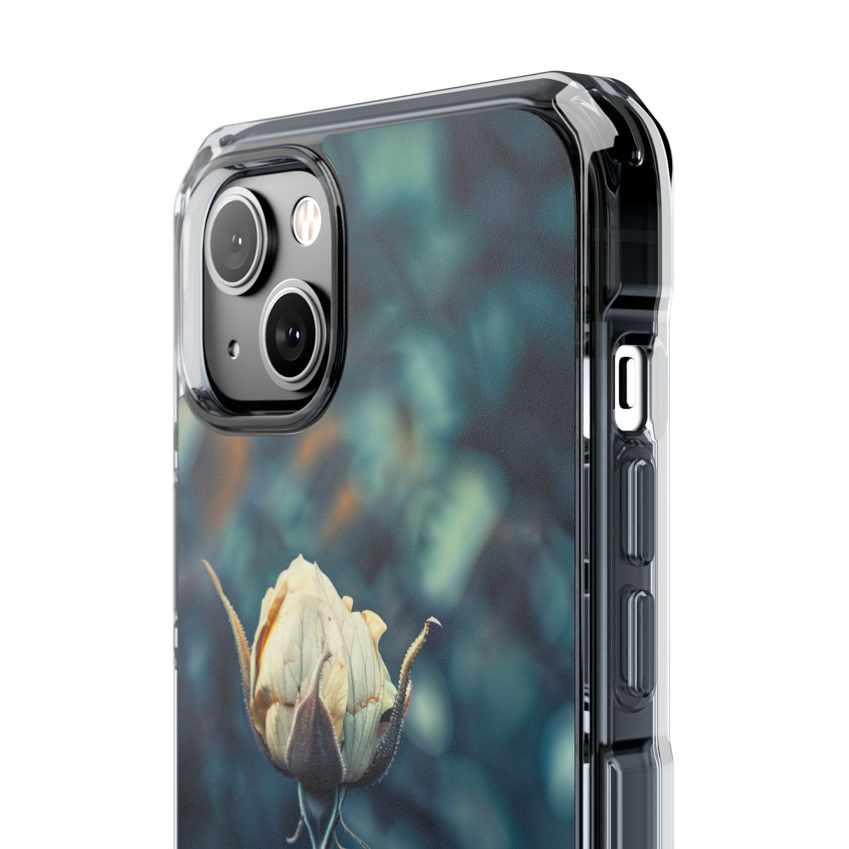 Teal Rosebud Serenade - Phone Case for iPhone (Clear Impact - Magnetic)