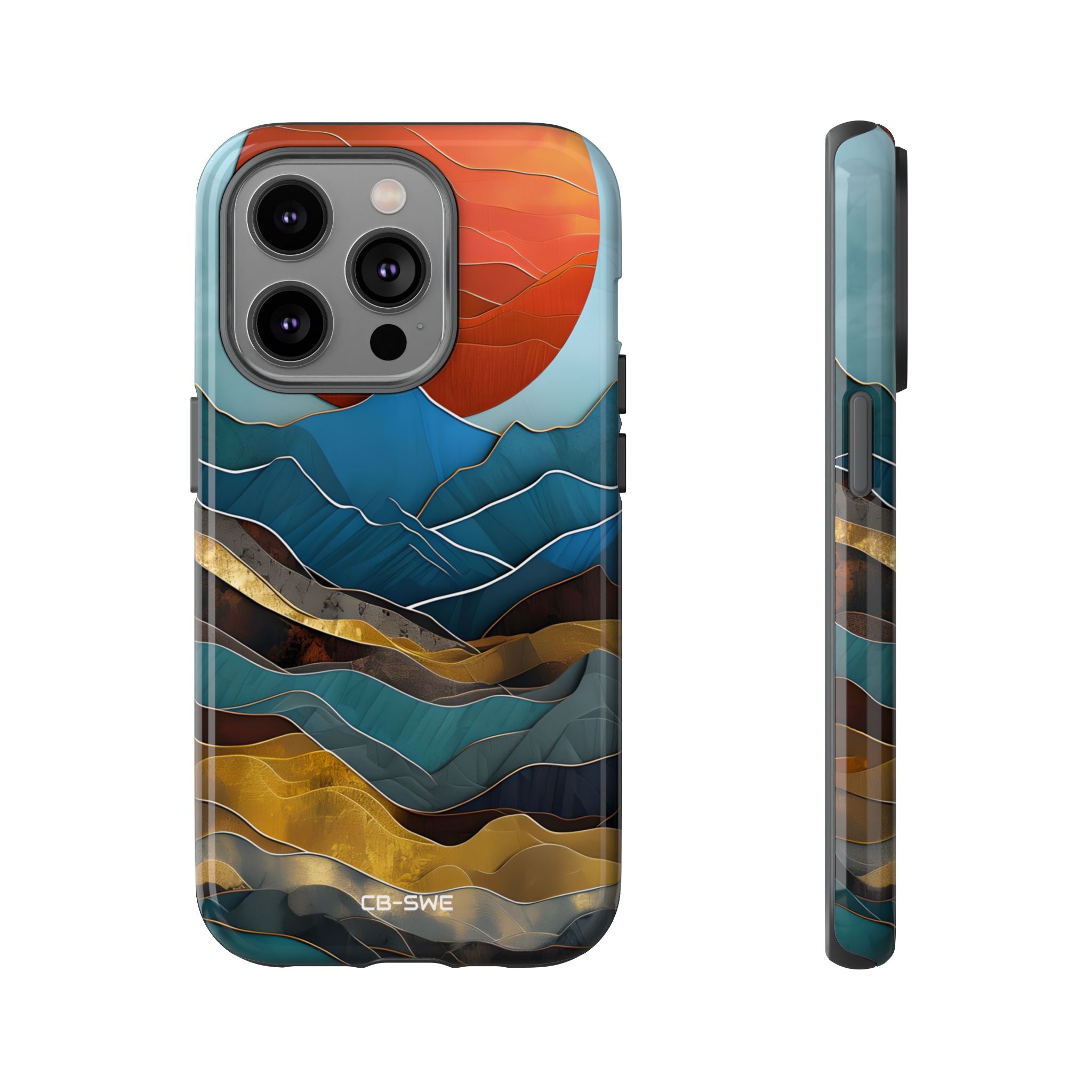 Sunset Geometry Waves - iPhone Case
