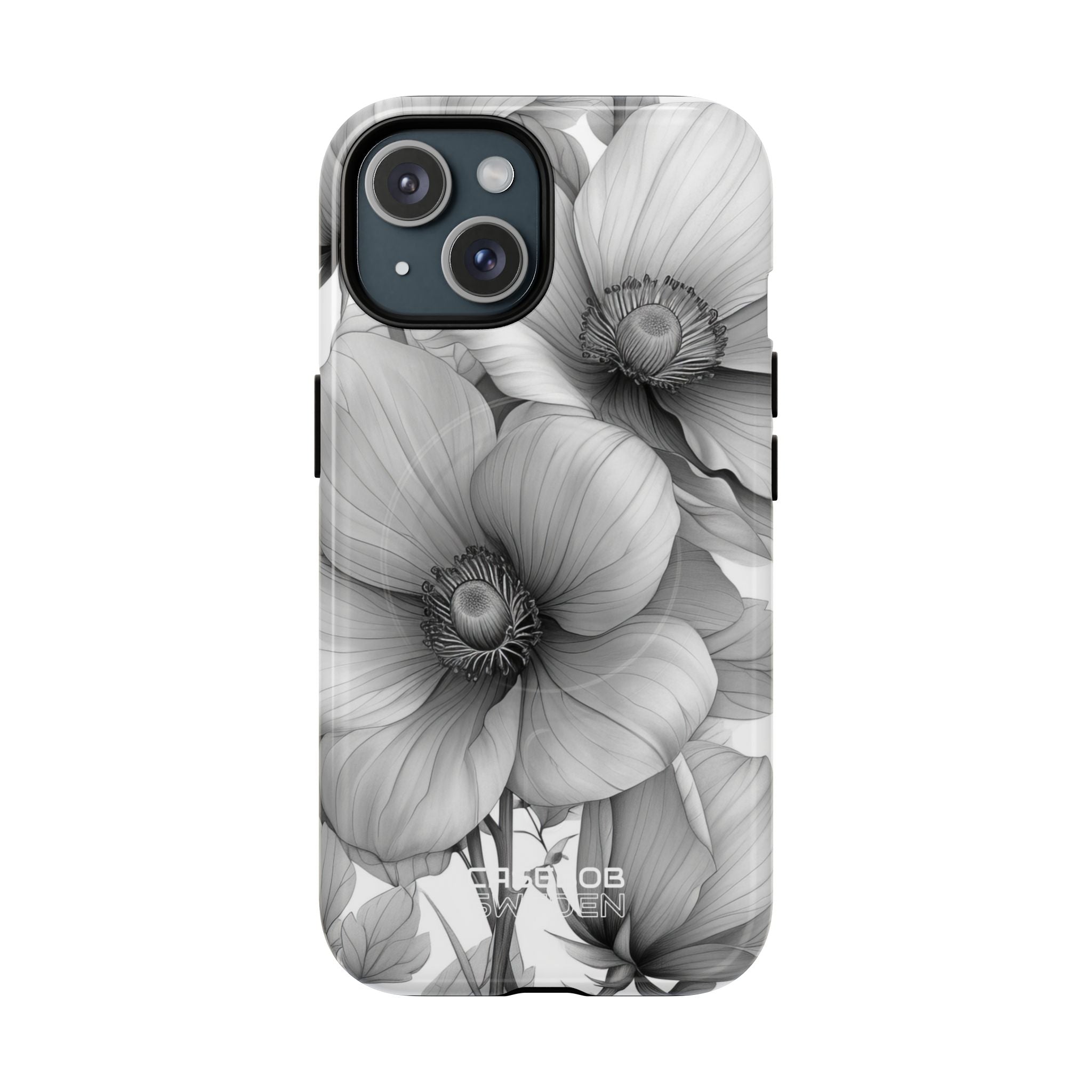 Graustufen-Blumenharmonie iPhone 15 – Robust+