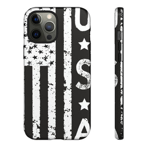 Black n White U.S Flag - Protective Phone Case