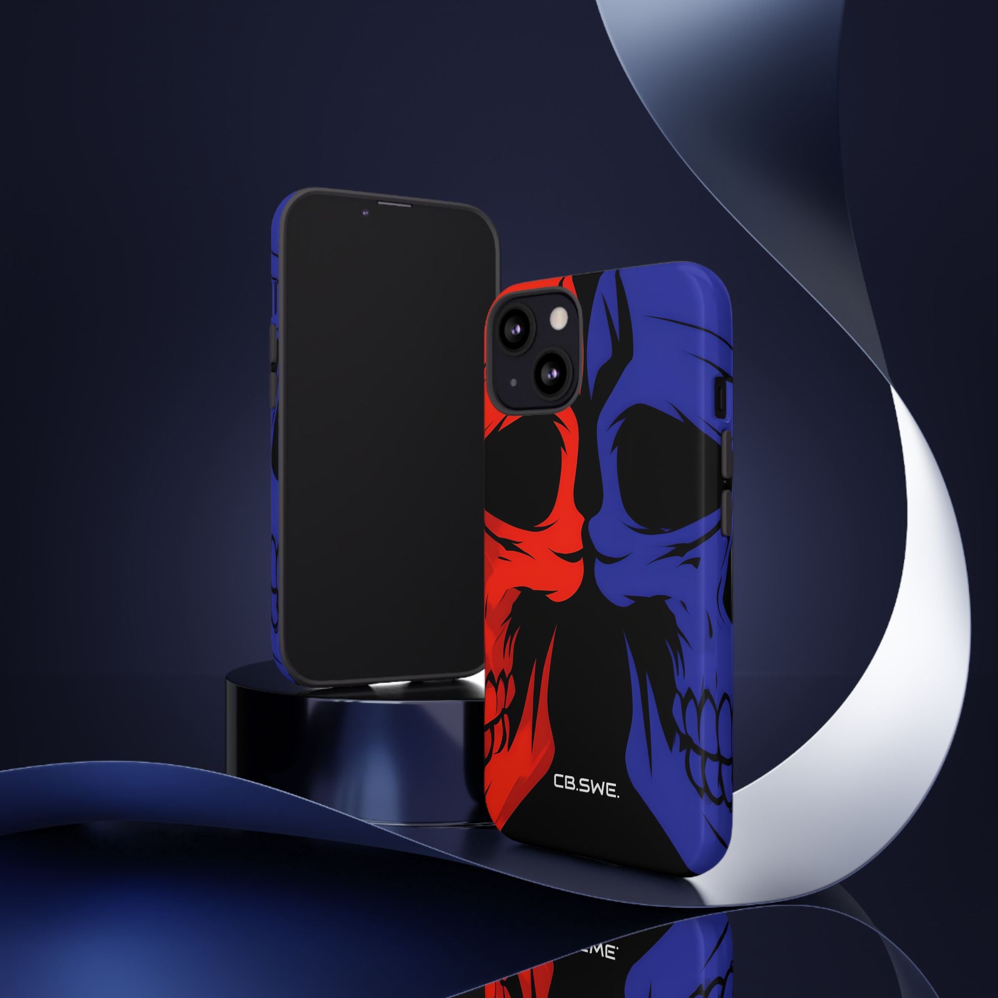 Vivid Overlapping Red Blue Skull Illustration iPhone 13 - Tough