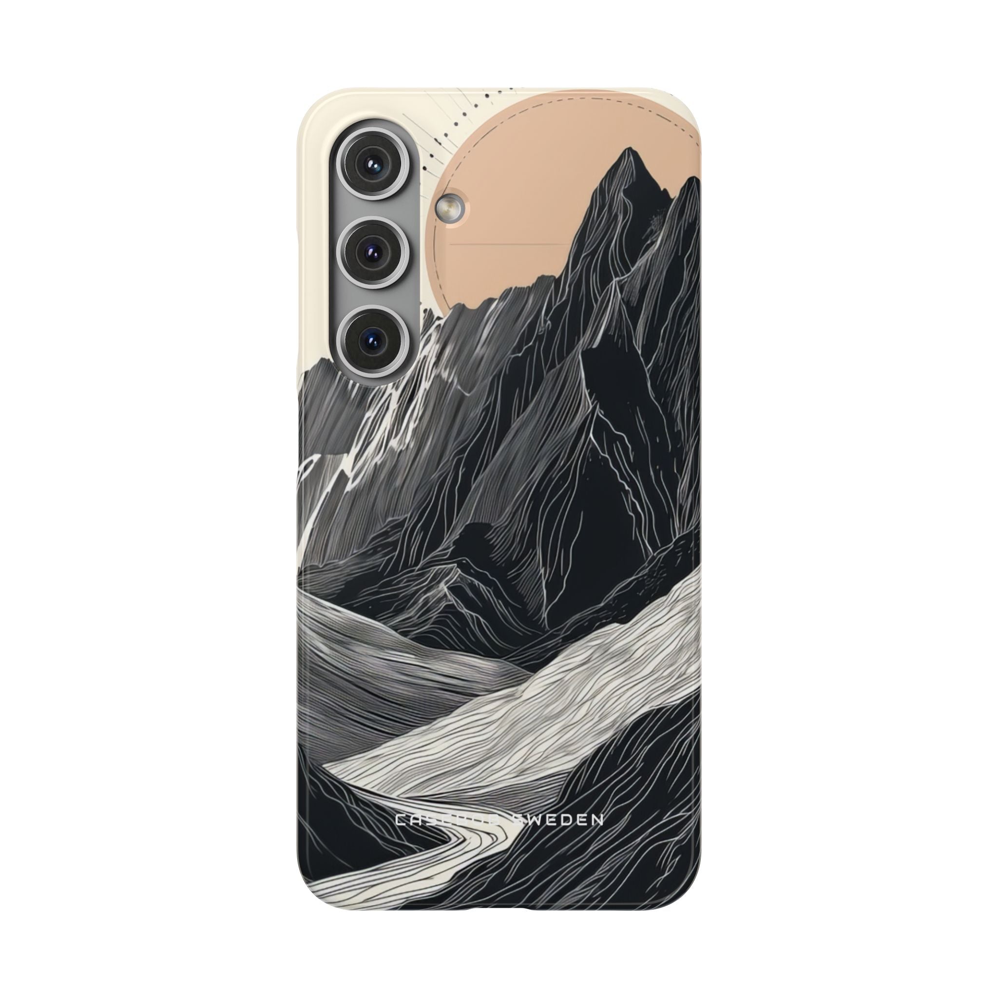 Minimalist Mountain Landscape with Flowing River Samsung S24 - Slim Phone Case