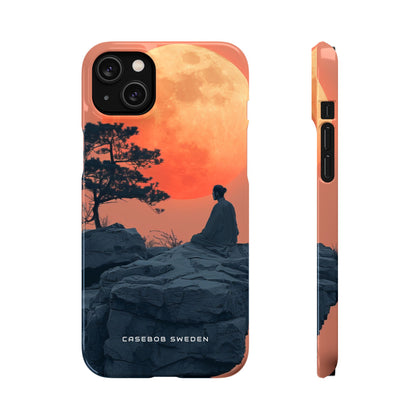 Zen Tranquility Under a Red Moon iPhone 14 - Slim Phone Case