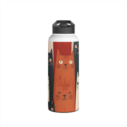 Cat Columns Orange - Stainless Steel Water Bottle