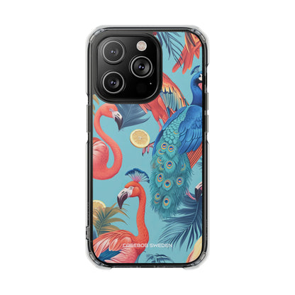 Tropical Flamingo Bliss - Clear Impact iPhone 14 Phone Case