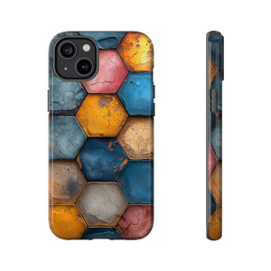 Pastel Honeycomb Bliss: Yellow & Blue - Protective Phone Case