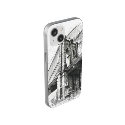 Suspension Bridge Line Art Illustration iPhone 14 - Flexi Phone Case