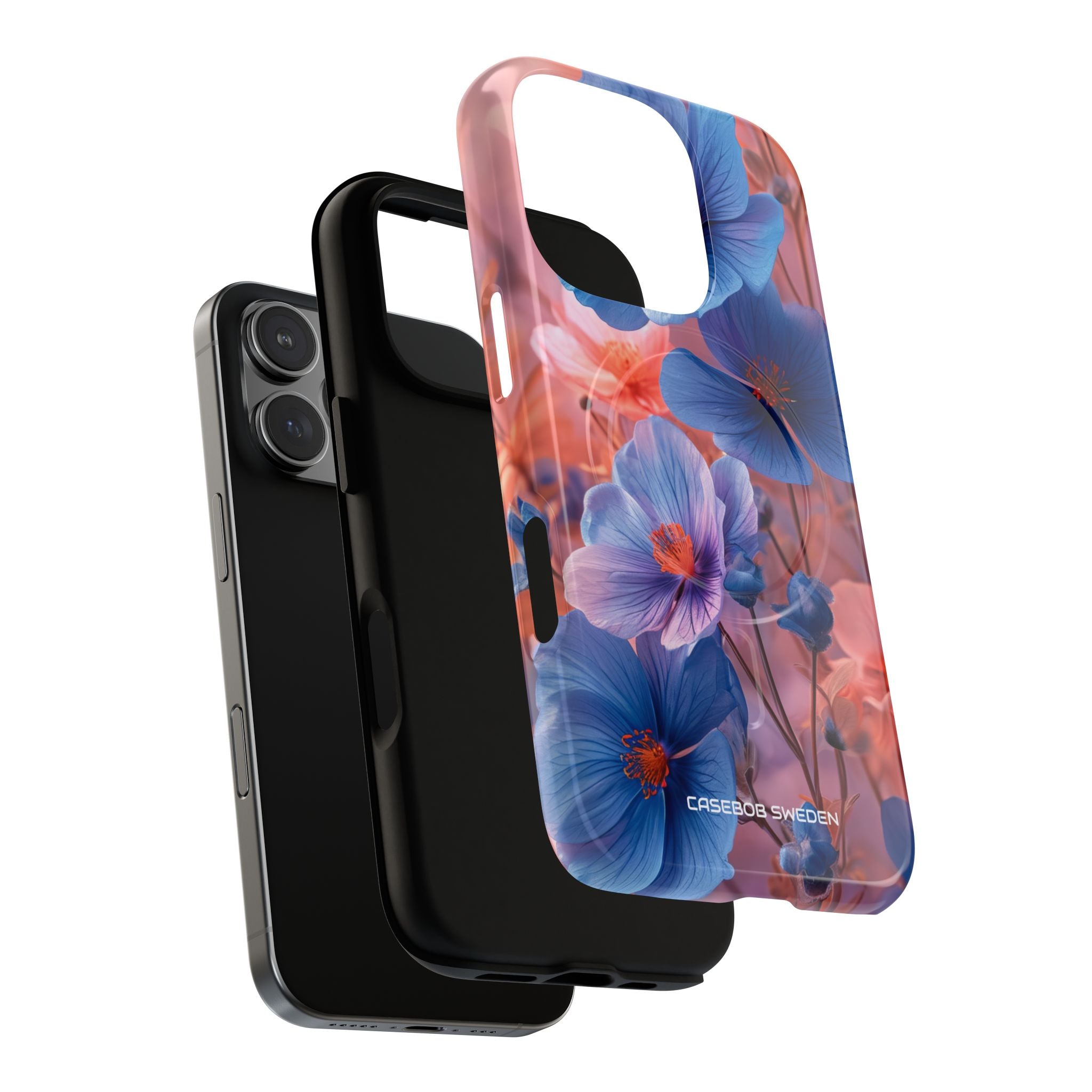 Blue Peach Blossoms - Tough + MagSafe® iPhone 16 Phone Case