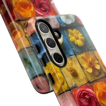 Vibrant Floral Tiles - Tough Samsung S24 Phone Case