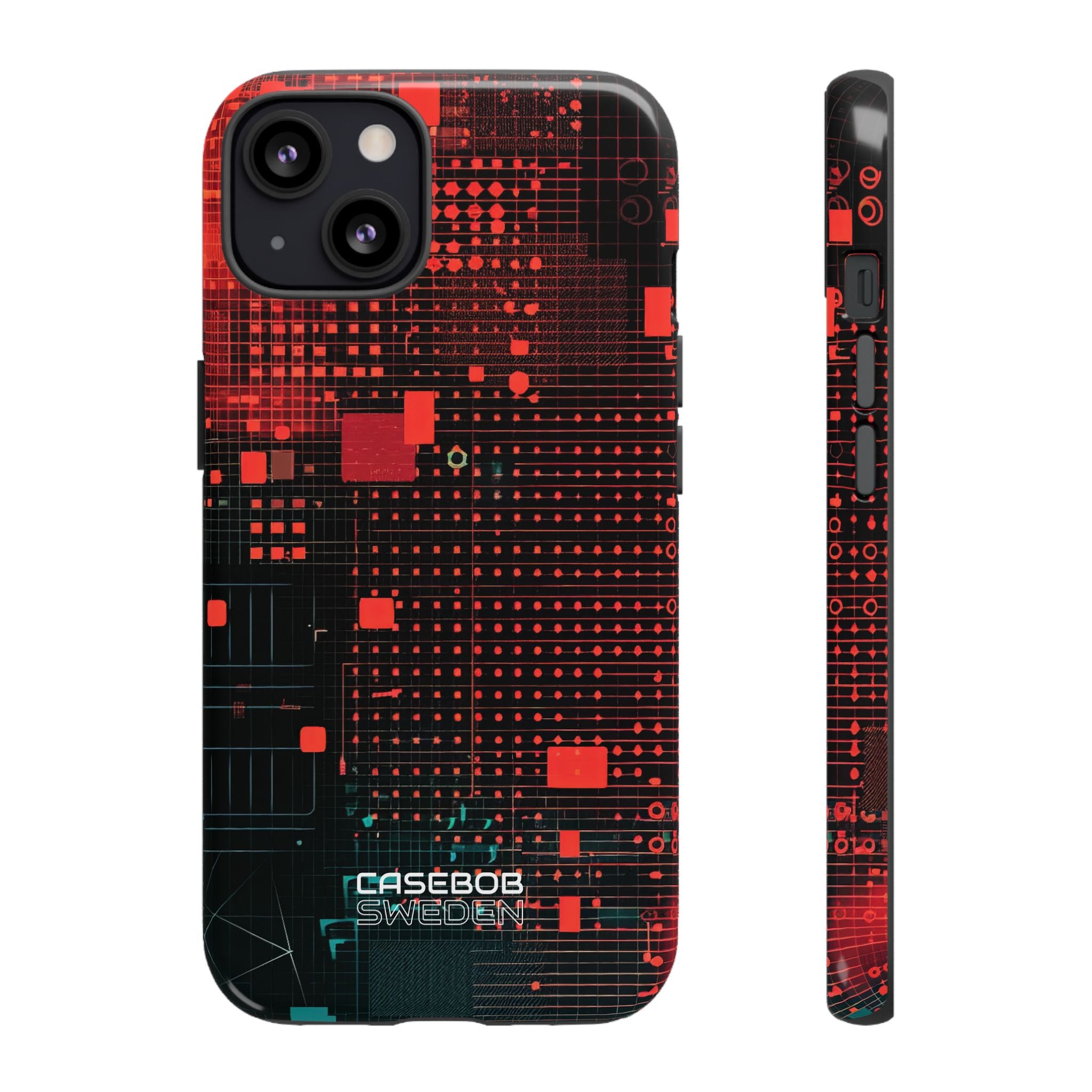 Crimson Circuit Grid iPhone 13 - Tough