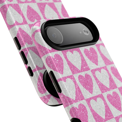 Glitter Heart Grid iPhone 17 Air Case - Tough+