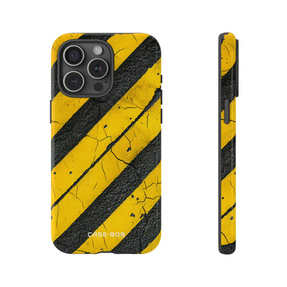 Yellow Stripe Distress iPhone 15 Pro Max Case - Tough