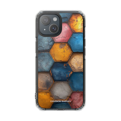 Rustic Geometric Tiles - Clear Impact iPhone 15 Phone Case