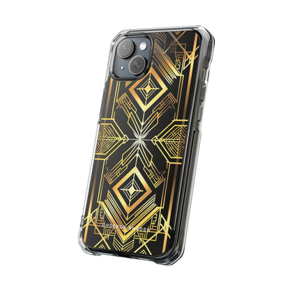 Golden Geometric Opulence iPhone 15 - Clear Impact Phone Case