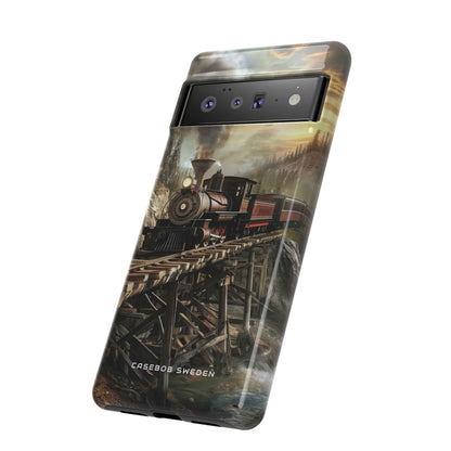 Vintage Steam Train Crossing Mountain Bridge Google Pixel 6 - Tough Phone Case