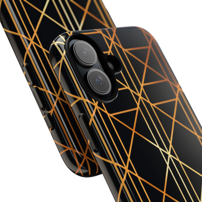 Golden Geometric Elegance iPhone 16 - Tough