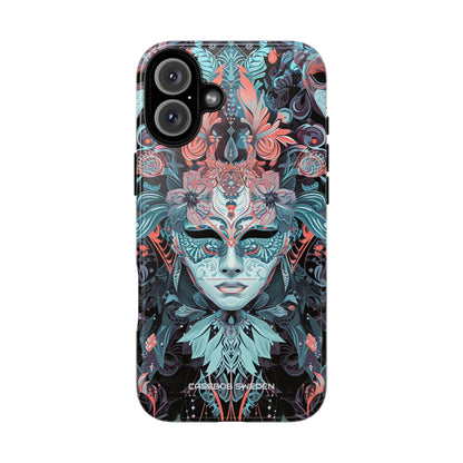 Mystic Teal Coral Mask - Tough iPhone 16 Phone Case