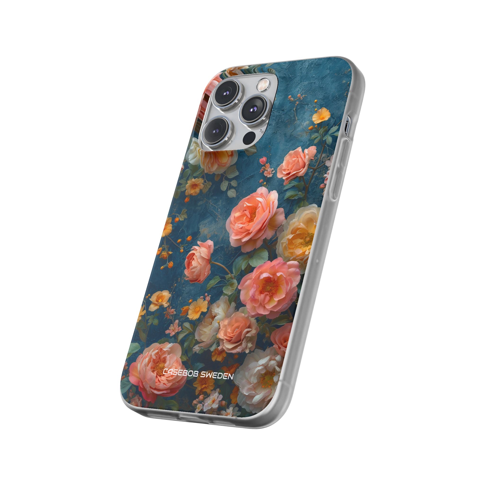 Blue Floral Elegance - Flexi iPhone 14 Phone Case