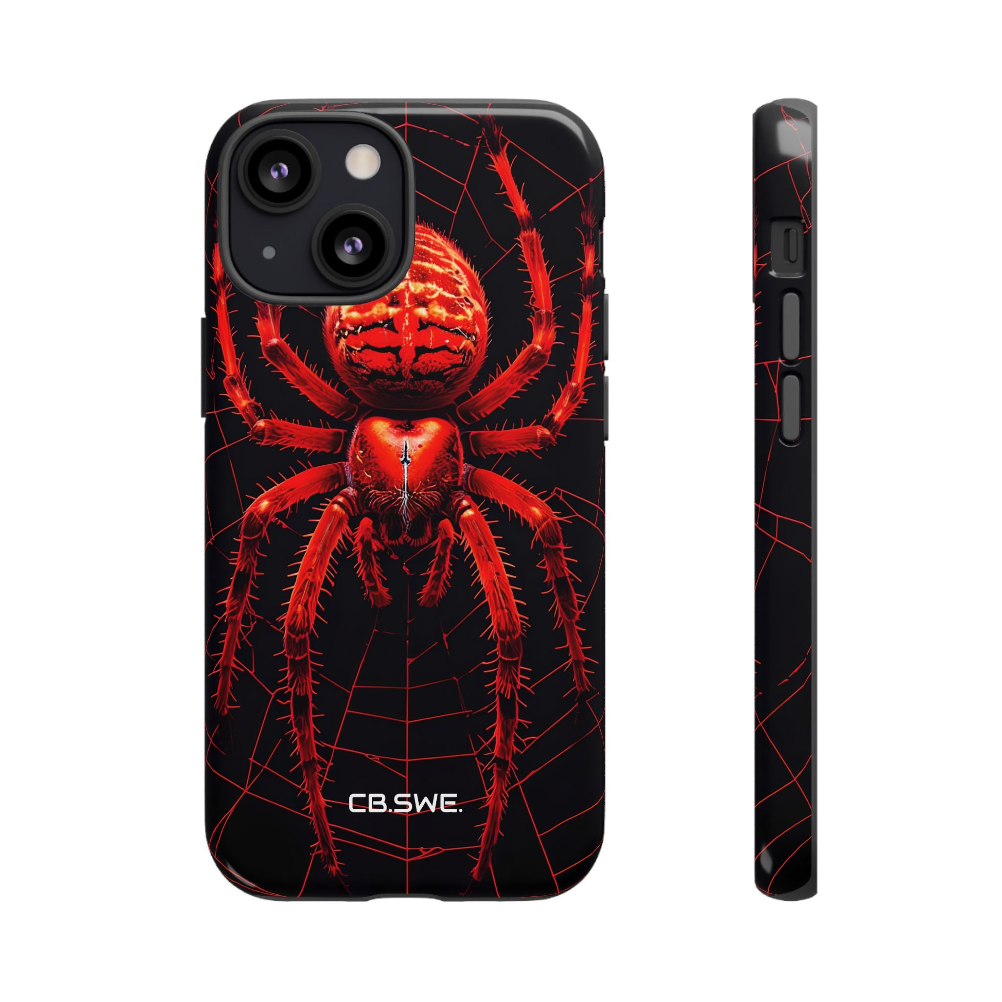Vivid Neon Red Spider Intricate Web iPhone 13 - Tough