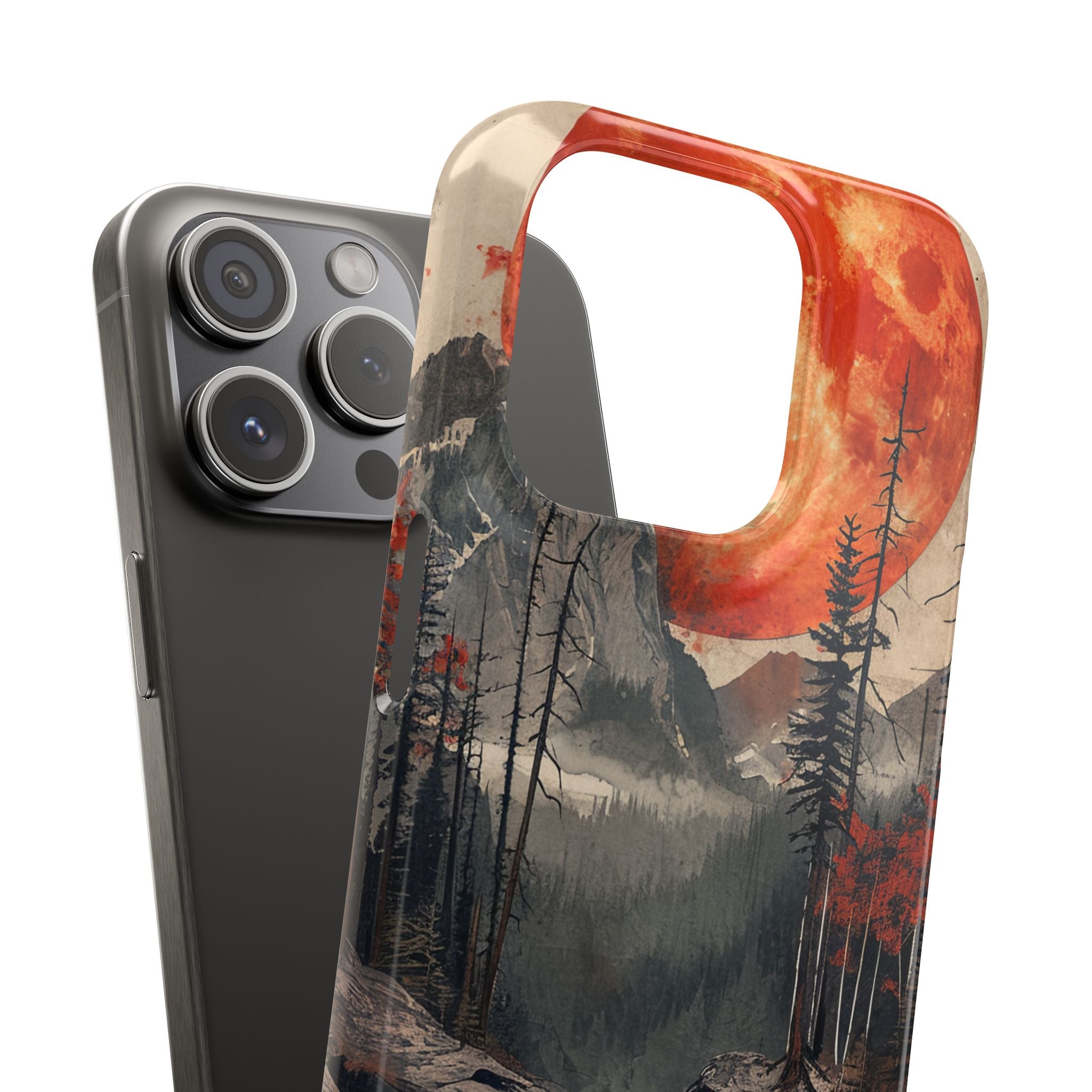 Himmlisches Leuchten über reflektierender Landschaft iPhone 15 - Schlanke Handyhülle