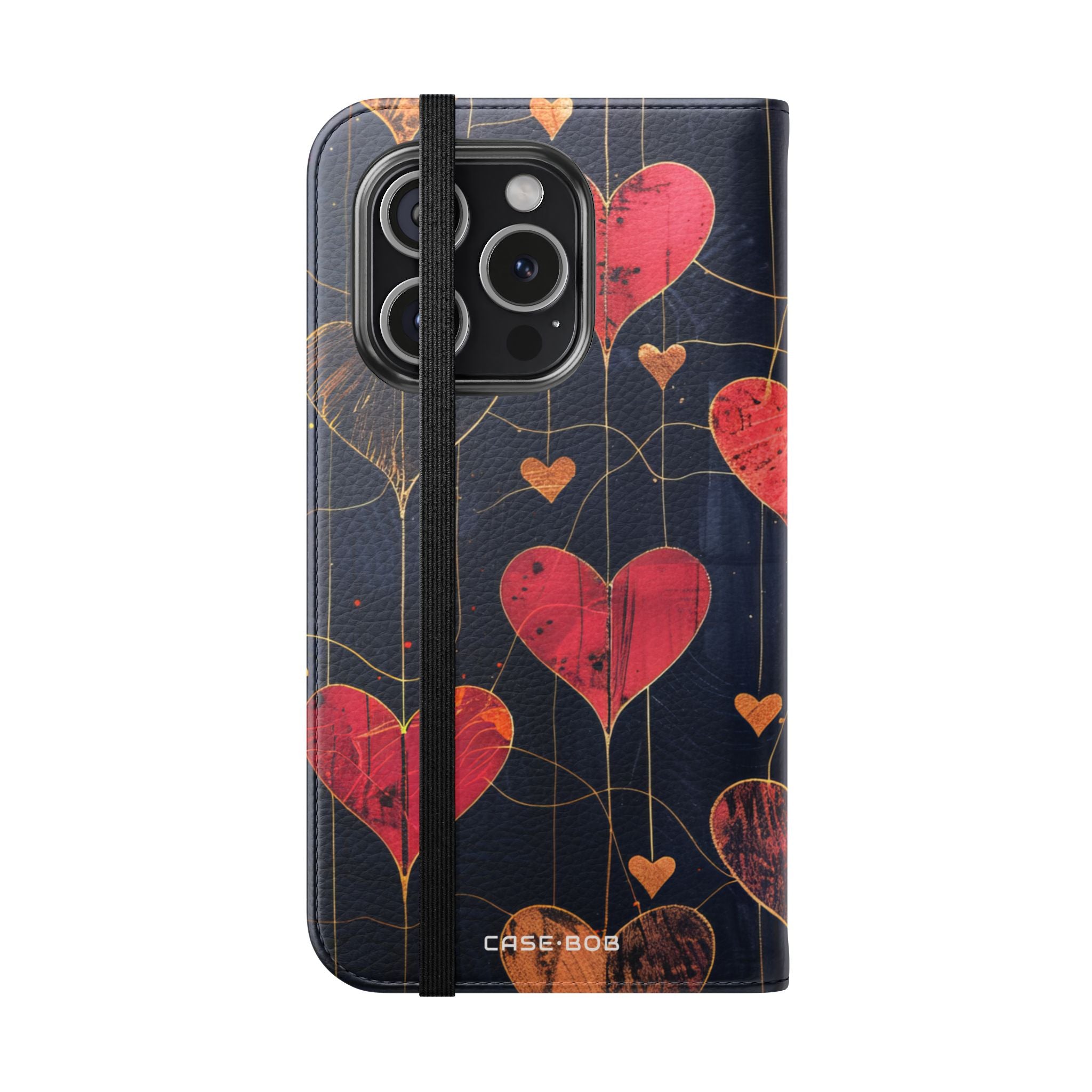 Textured Heart Grid - iPhone 15 Pro Case - Wallet