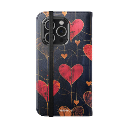 Textured Heart Grid - iPhone 15 Pro Case - Wallet