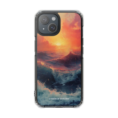 Ocean Sunset Waves - Clear Impact iPhone 15 Phone Case