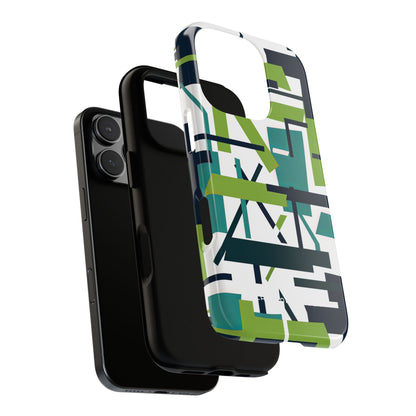 Green Geometry Glide iPhone 16 - Tough Phone Case