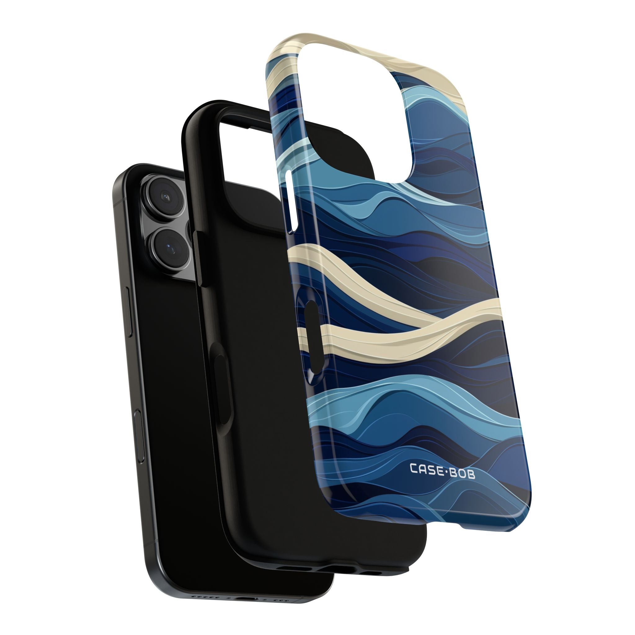 Navy Wave Layers iPhone 16 Pro Case - Tough