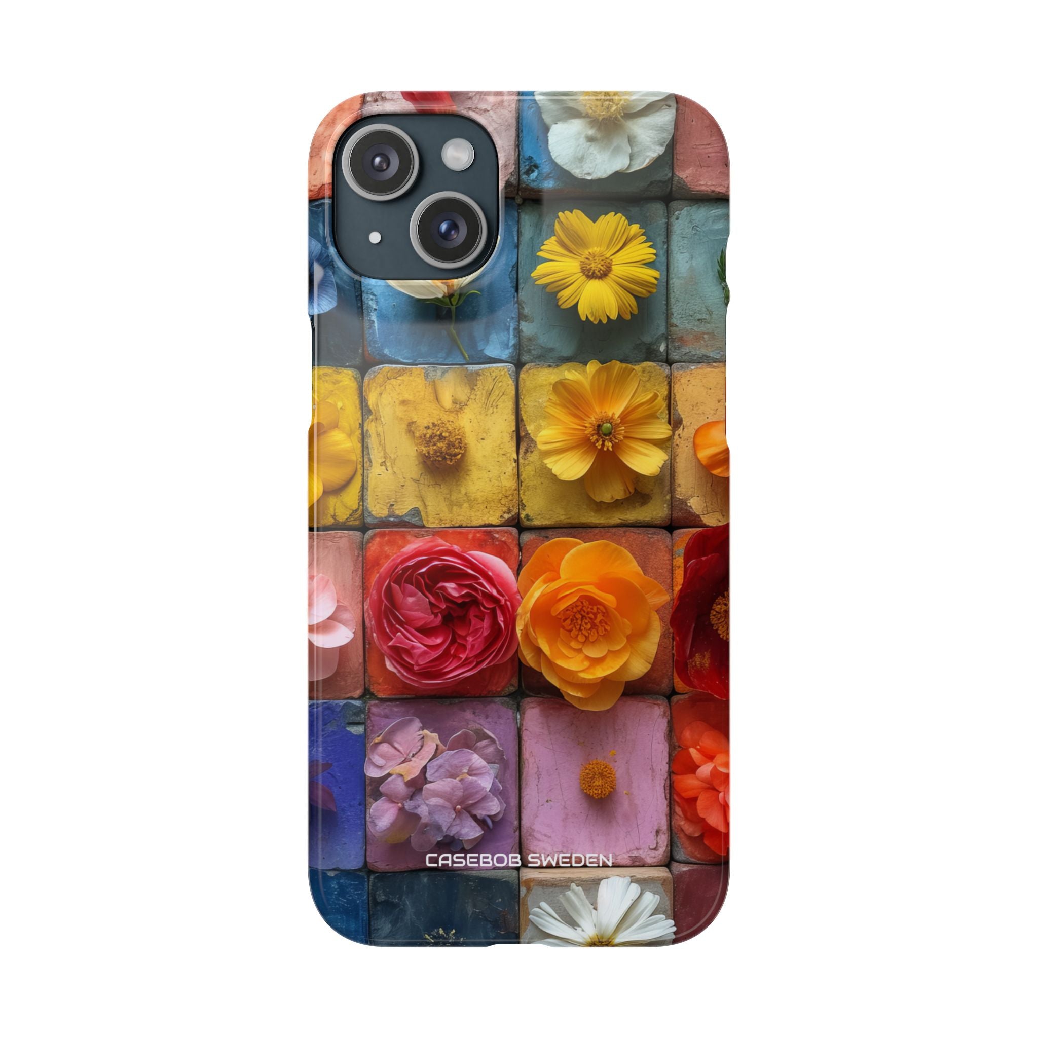 Vibrant Floral Tiles - Slim iPhone 15 Phone Case