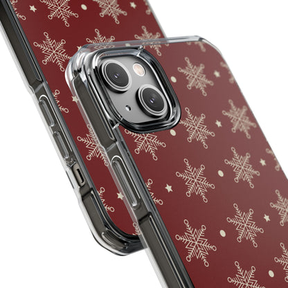 Cream Snowflake Crimson iPhone 14 Plus Case - Impact