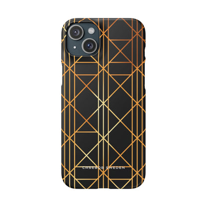 Golden Geometric Elegance iPhone 15 - Slim Phone Case