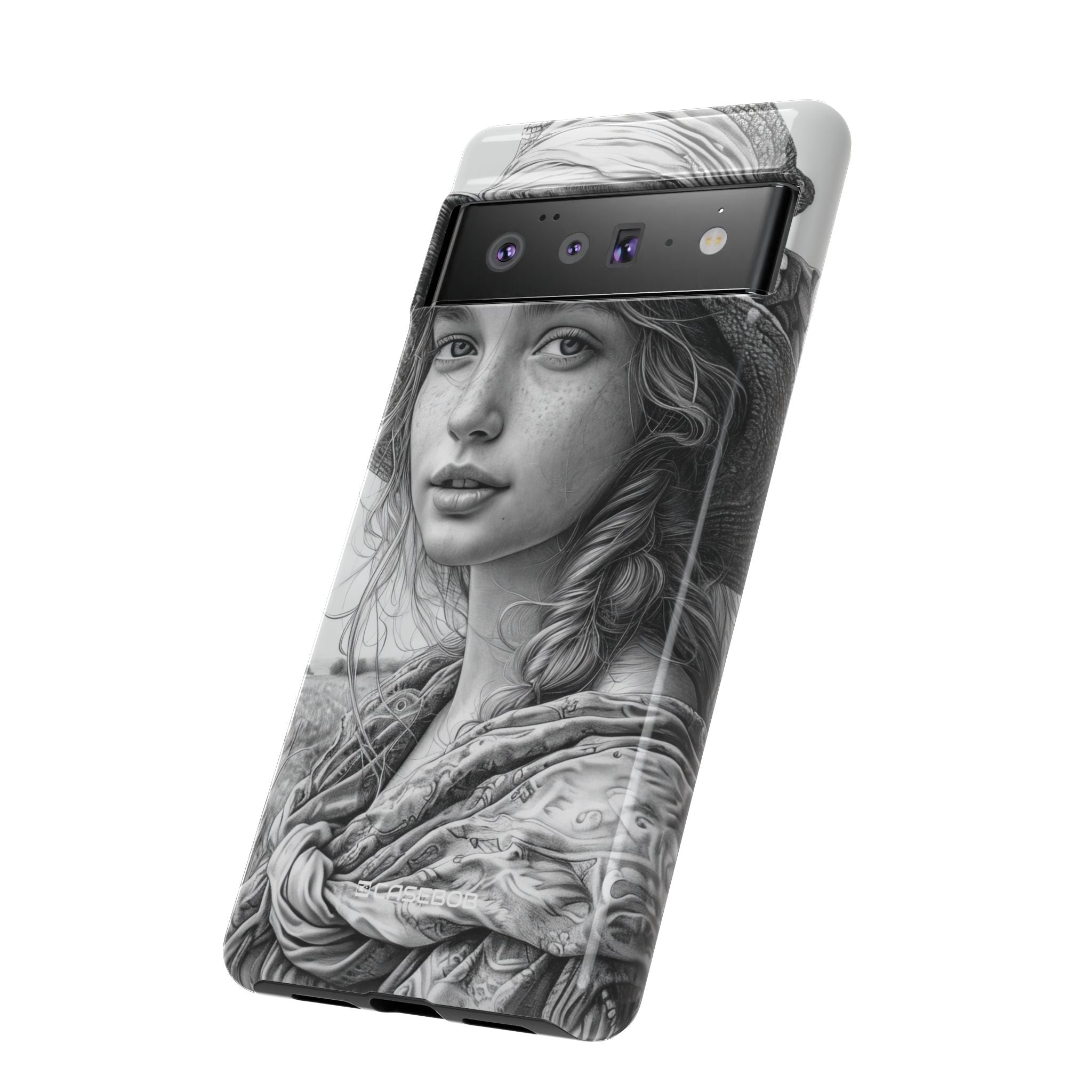 Serene Sketch Portrait - Phone Case for Google Pixel