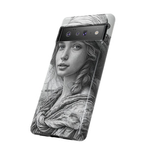 Serene Sketch Portrait | Protective Phone Case for Google Pixel