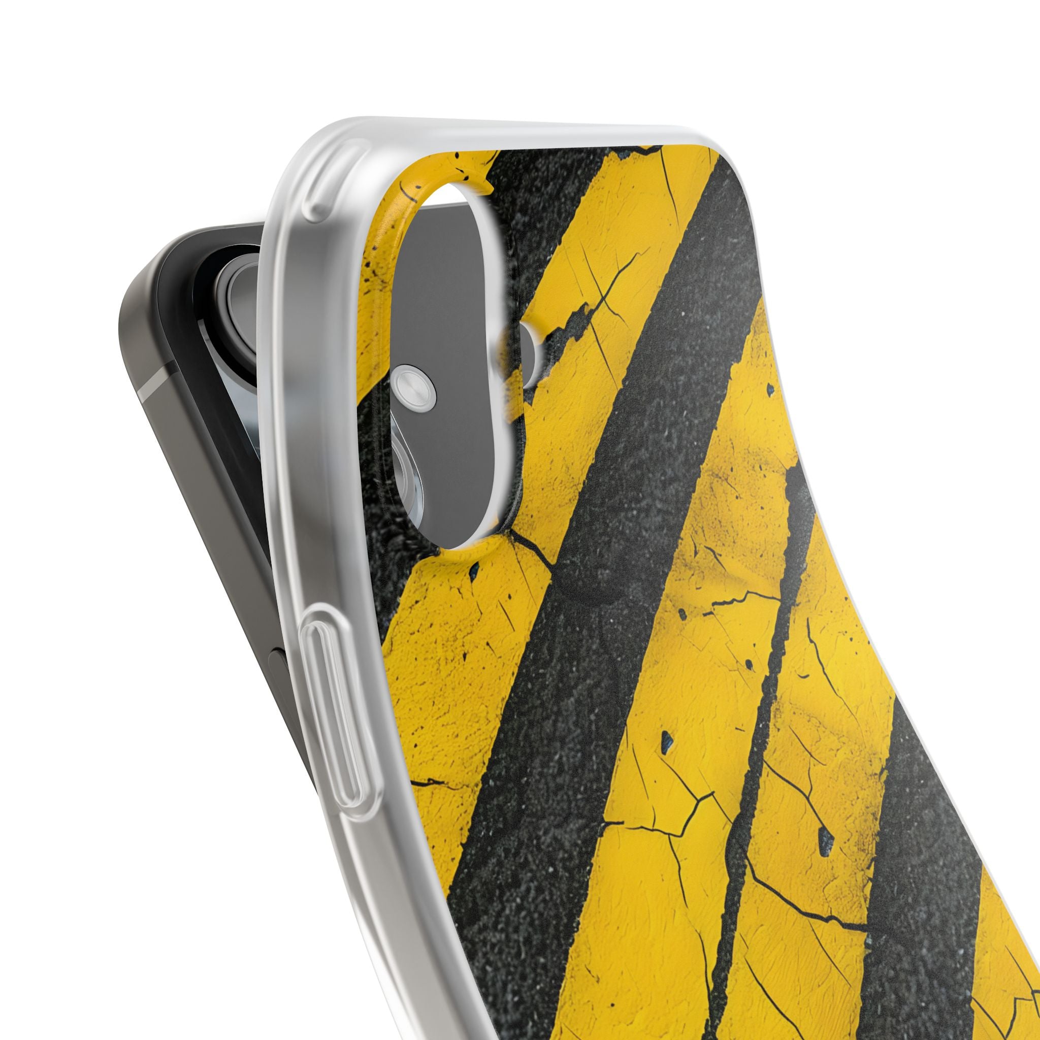 Yellow Stripe Distress iPhone 16 Plus Case - Soft