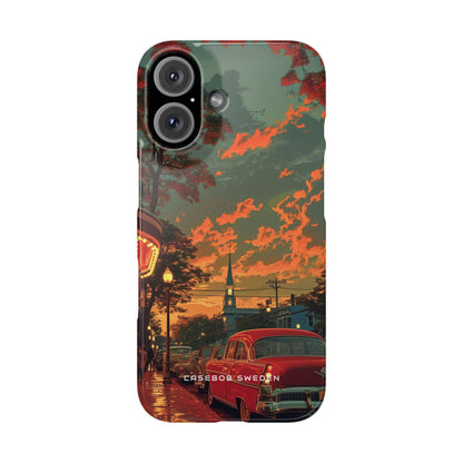 Mid-Century Nostalgia Streetscape iPhone 16 - Slim Phone Case