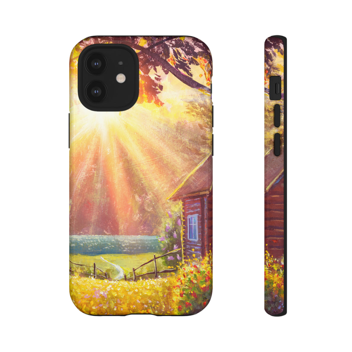 Flower Bushes Wooden House - Protective Phone Case