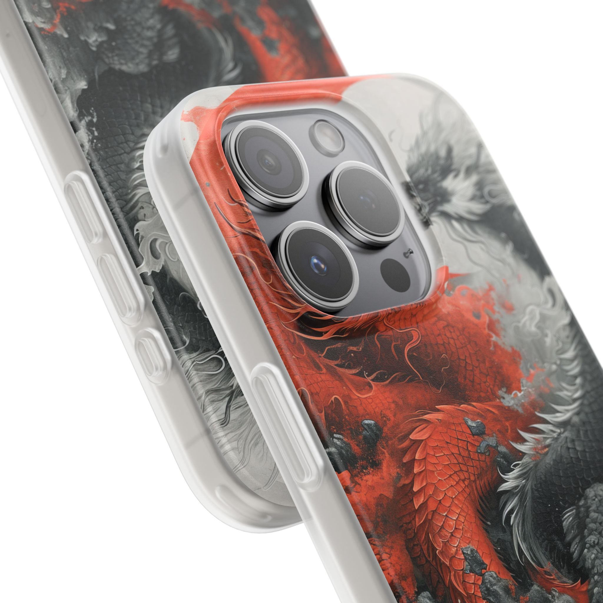 Twin Dragons Crimson iPhone 15 Pro Case - Soft