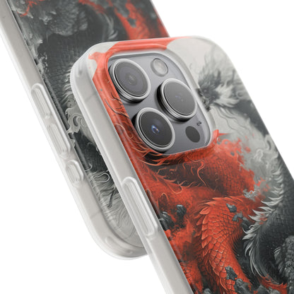 Twin Dragons Crimson iPhone 15 Pro Case - Soft