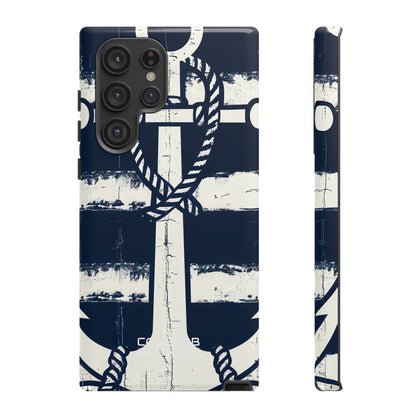 Navy Anchor Stripes  Samsung S22 - Tough