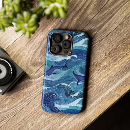 Dolphin Waves iPhone 15 Pro Case - Tough