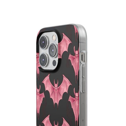 Gothic Pink Bats Aflame iPhone 14 - Flexi Phone Case