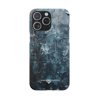 Weathered Blue Tapestry with Cracked Layers iPhone 15 - Slim Phone Case