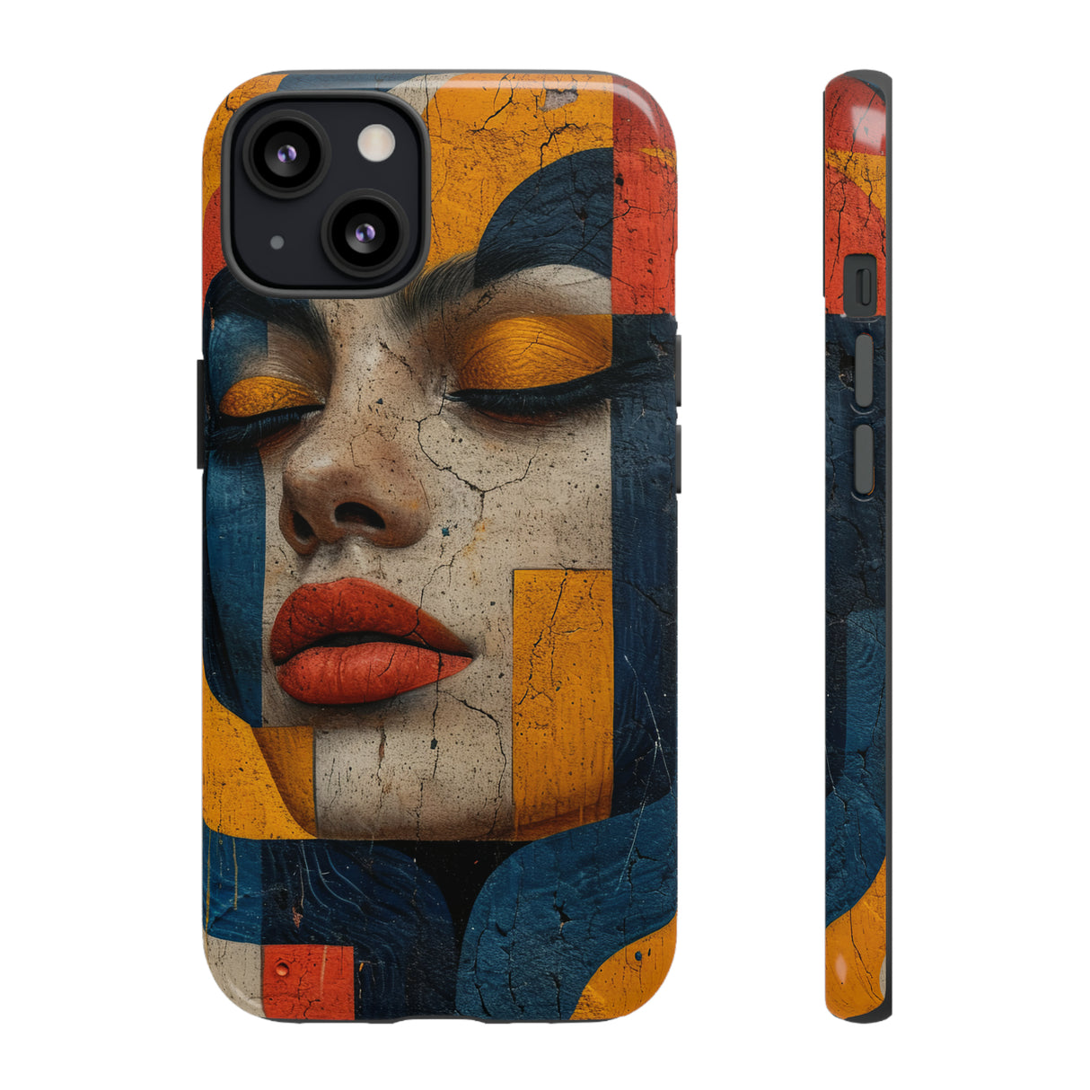 Blue Lady's Geometric Elegance - Protective Phone Case