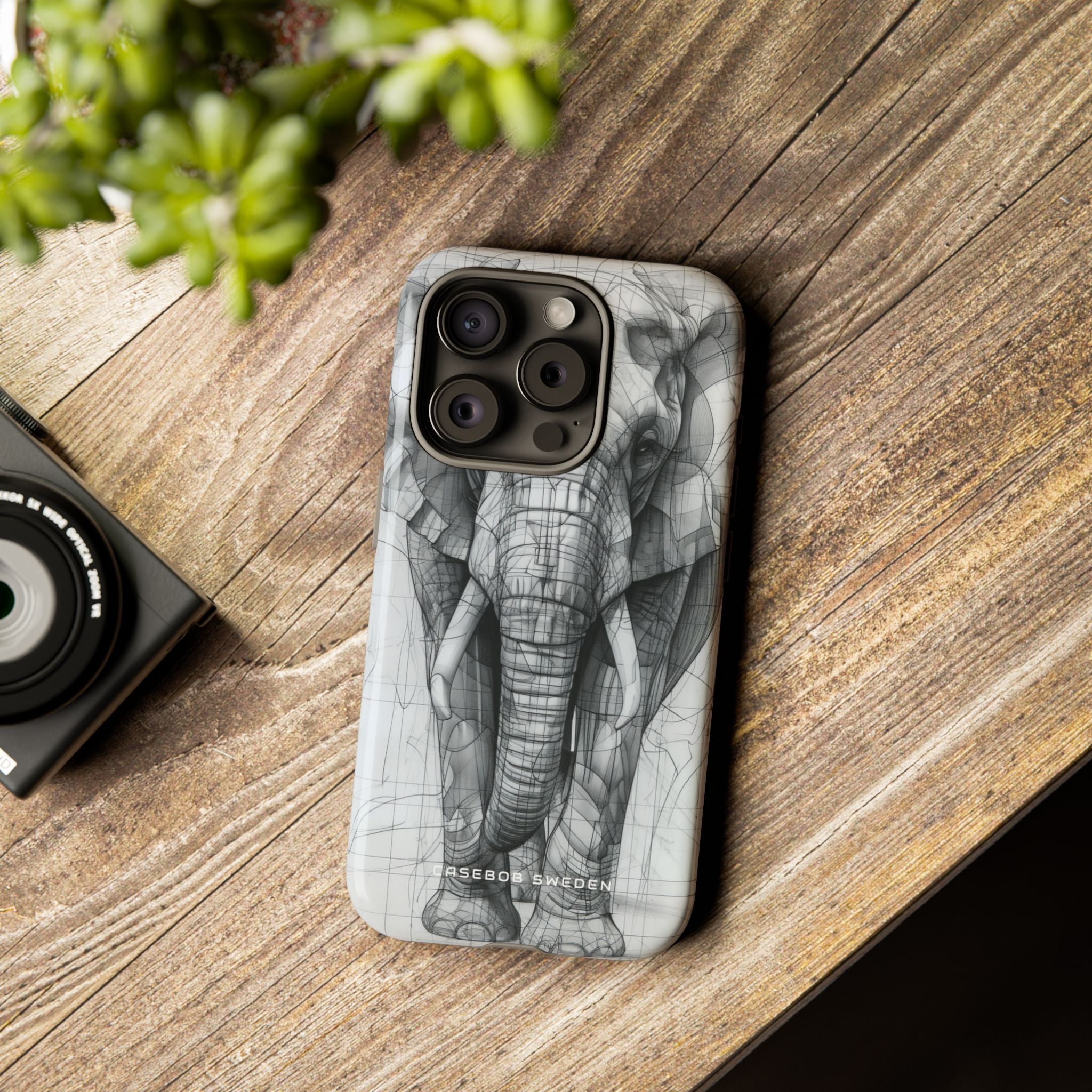 Elephant Line Geometry iPhone 15 - Tough Phone Case