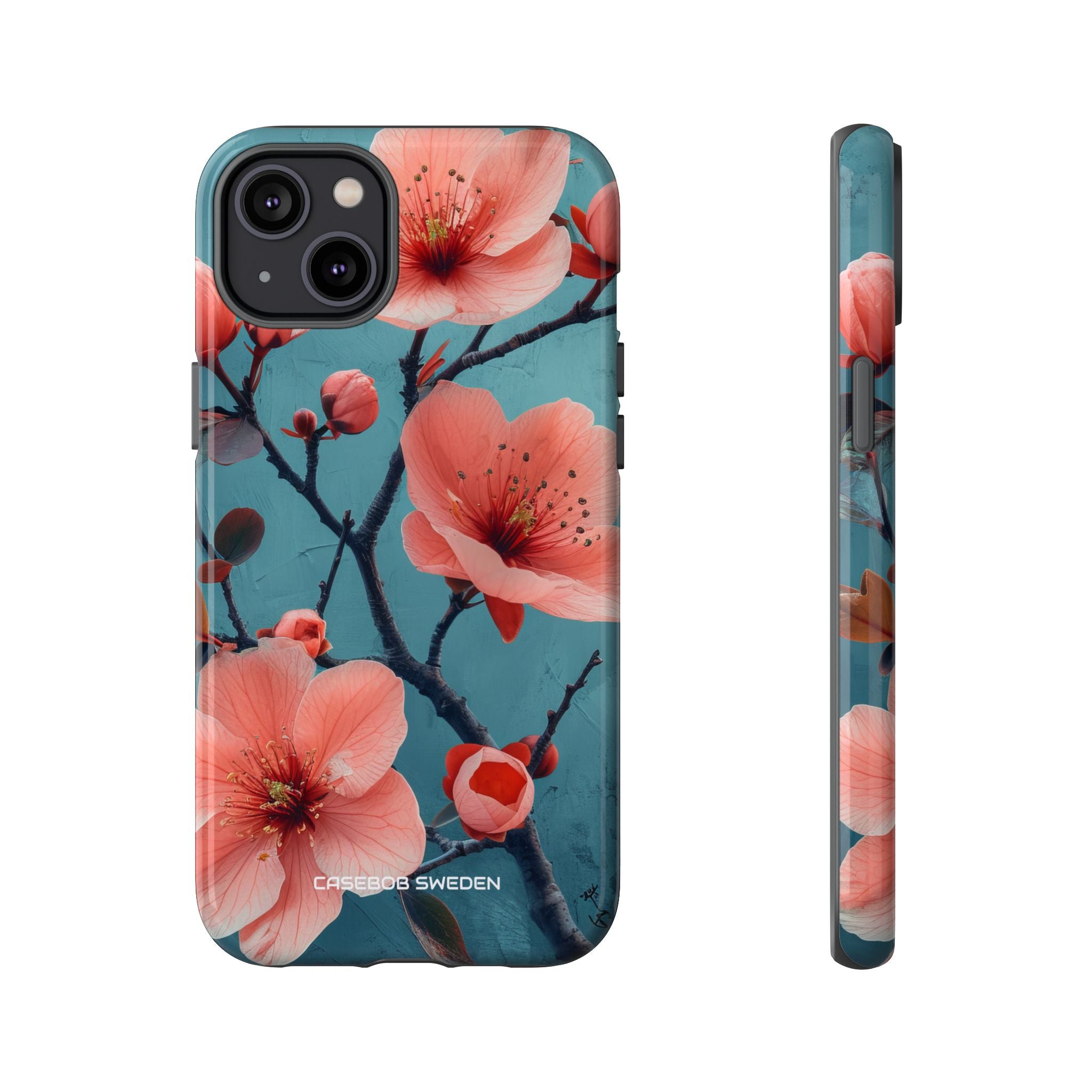 Teal Coral Blossom - Tough iPhone 14 Phone Case